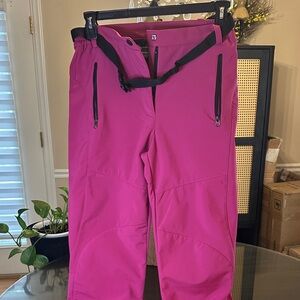 Hot Pink Snow Pants with Black Accents belted fitted size medium.